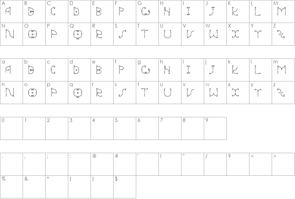 mesomorph font character map preview