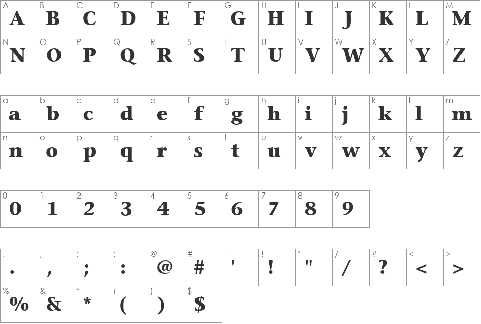 MesouranSerifBlackSSi font character map preview