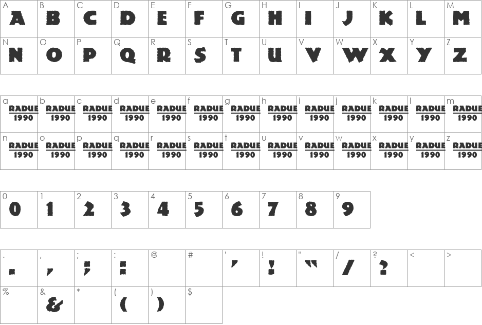 Mesozoic Gothic Medium font character map preview