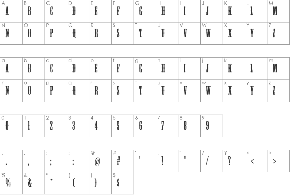 Mesquite Std font character map preview