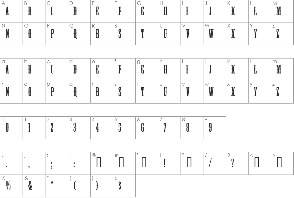 Mesquito font character map preview