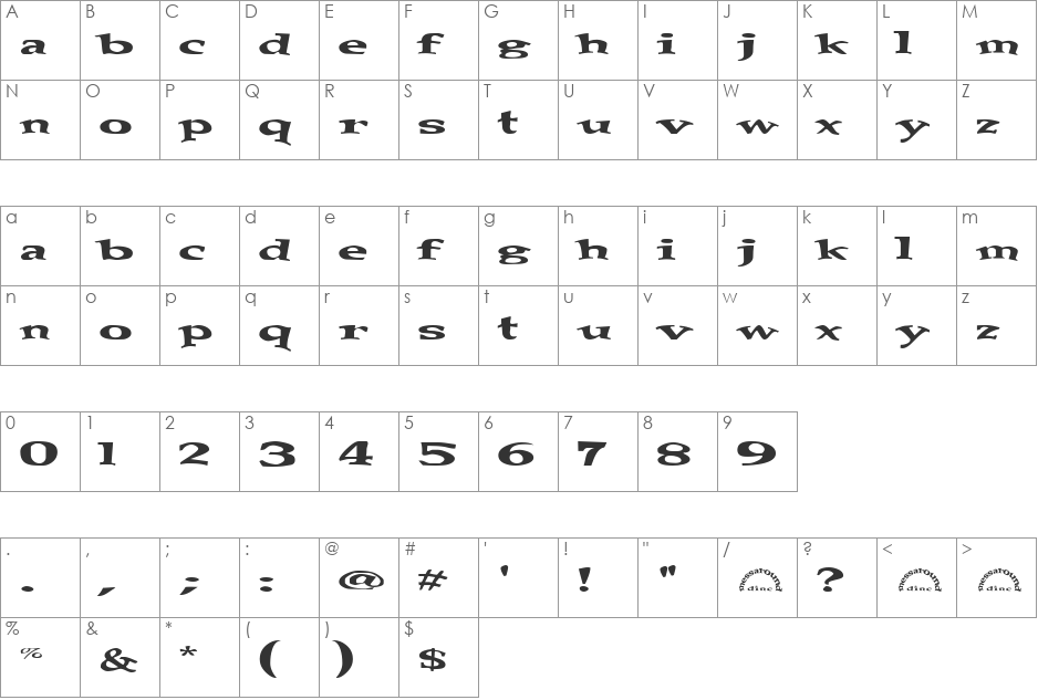 Messaround font character map preview