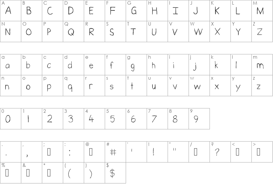 Messen font character map preview