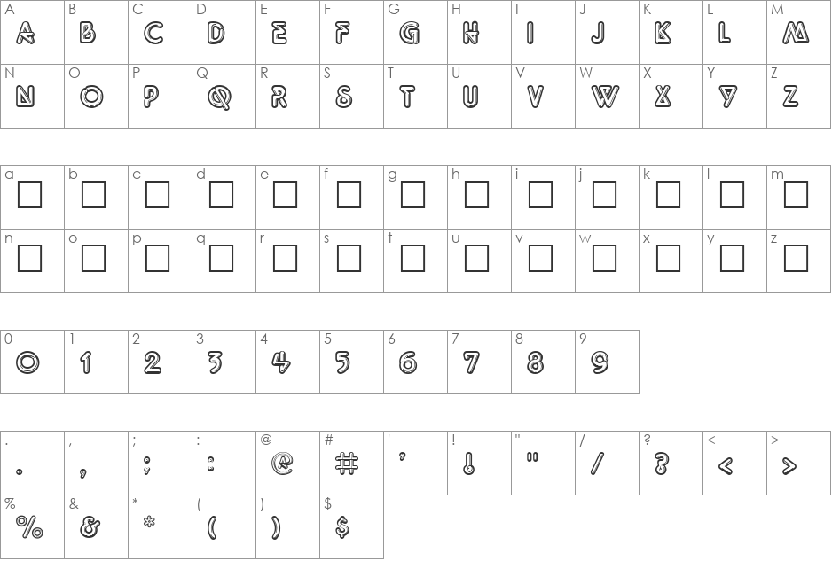 Messenger font character map preview