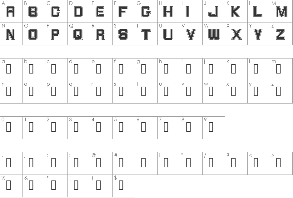 MESSERSCHMITT font character map preview