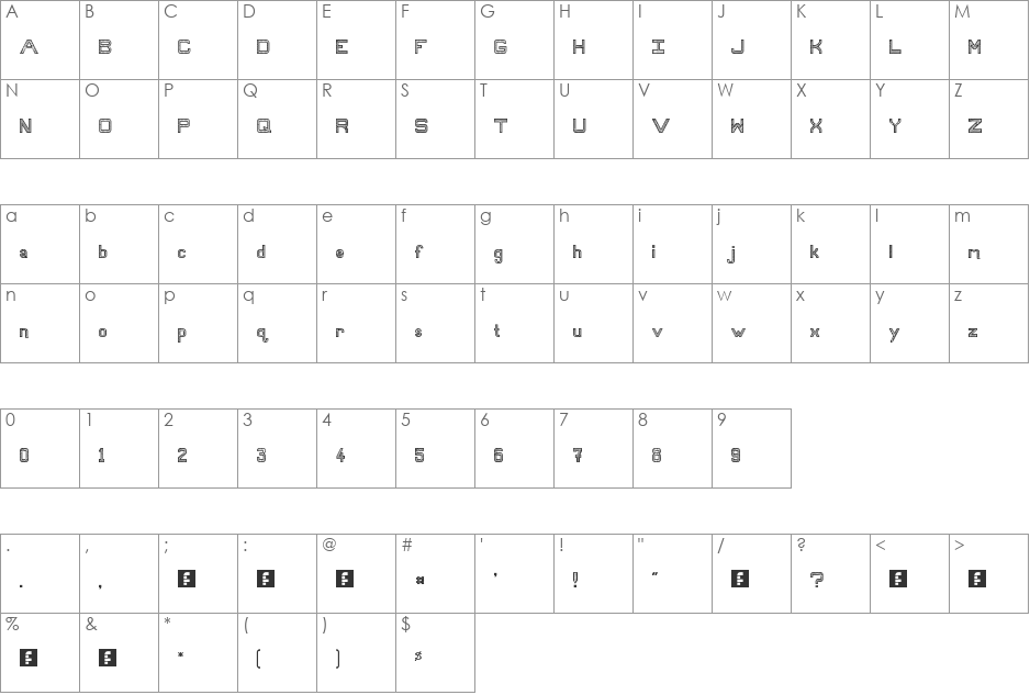 MessUp font character map preview