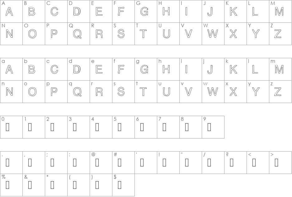 AZ font character map preview