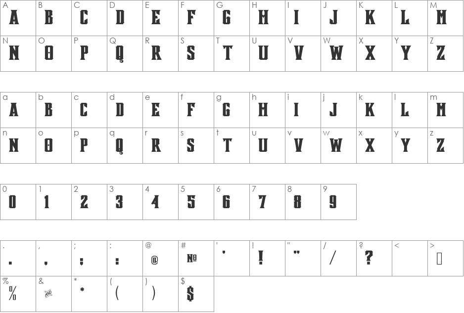 Mestizo Font font character map preview