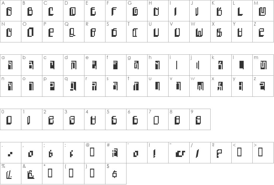 Metal font character map preview