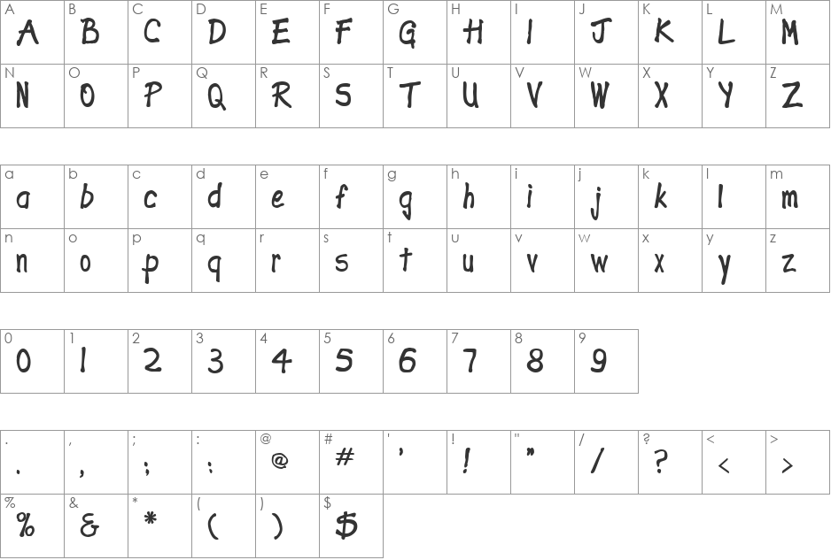Metal font character map preview