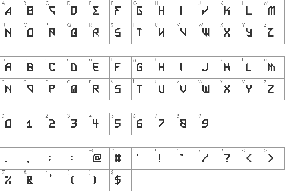 Metal Arhythmetic font character map preview