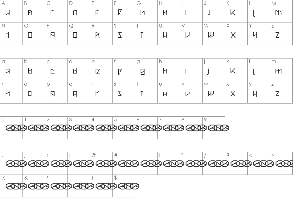 Metal as in Heavy font character map preview