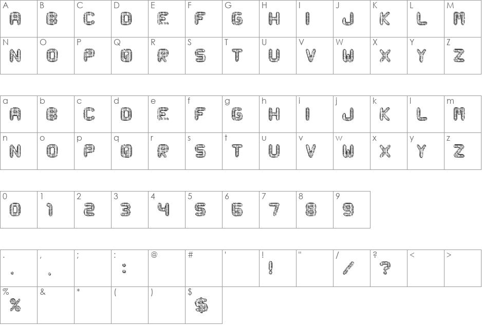 Metal Curvy font character map preview