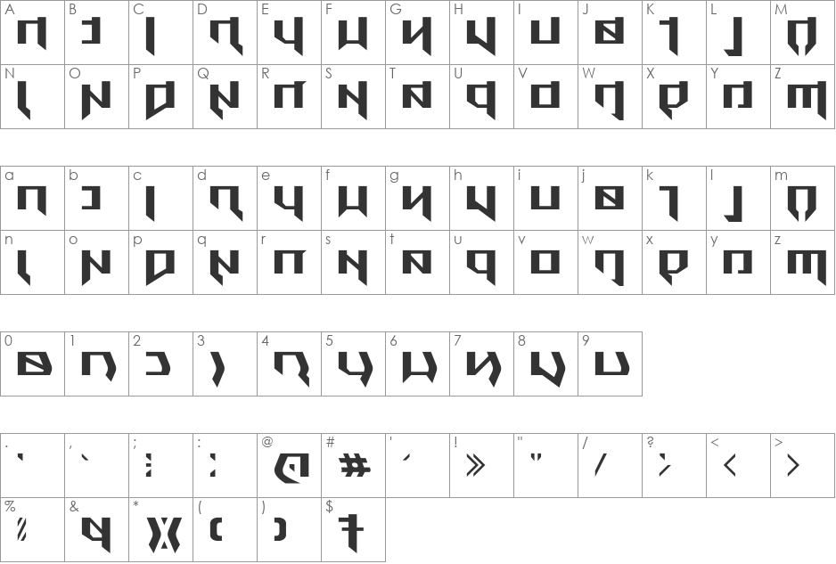 Metal Rebel font character map preview