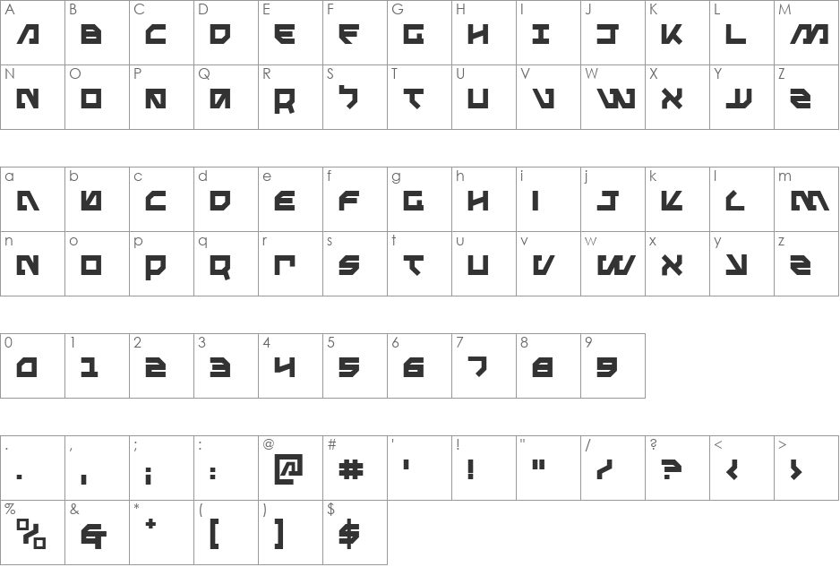 Metal Storm font character map preview