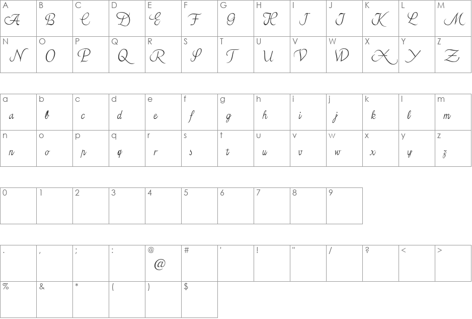 Azariel Demo font character map preview