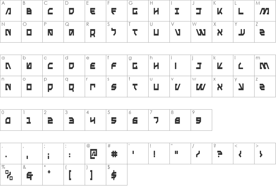 Metal Storm Condensed font character map preview