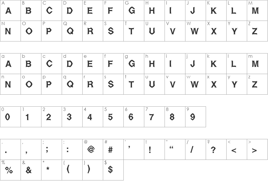 Metal-Up-Your-Ear font character map preview