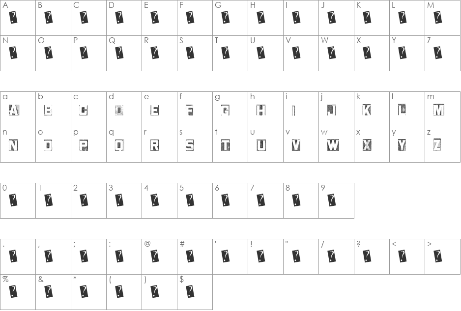 MetalBlockTwo font character map preview