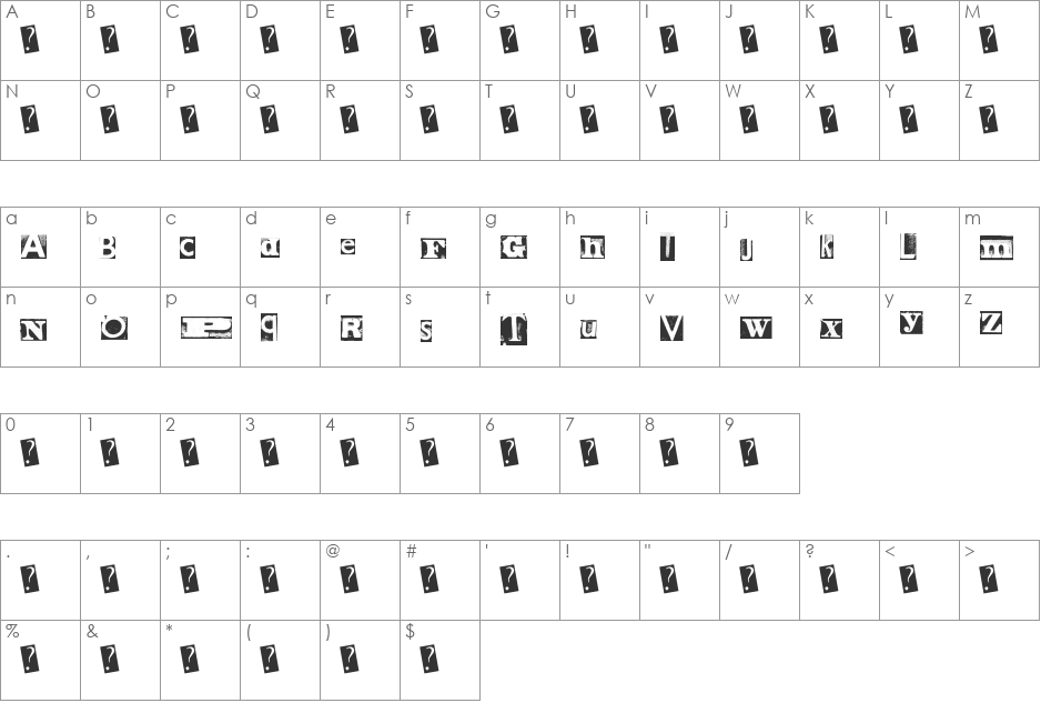 MetalBlockZero font character map preview