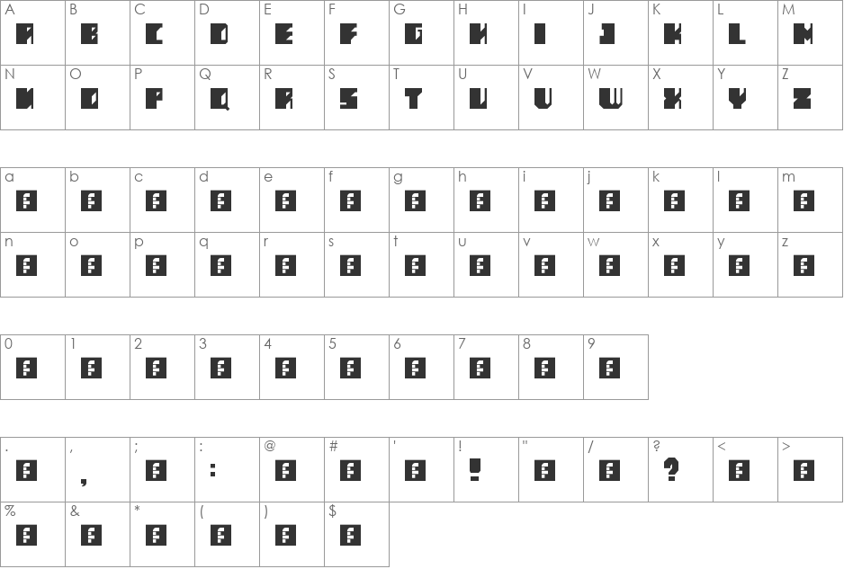 Metalmod font character map preview