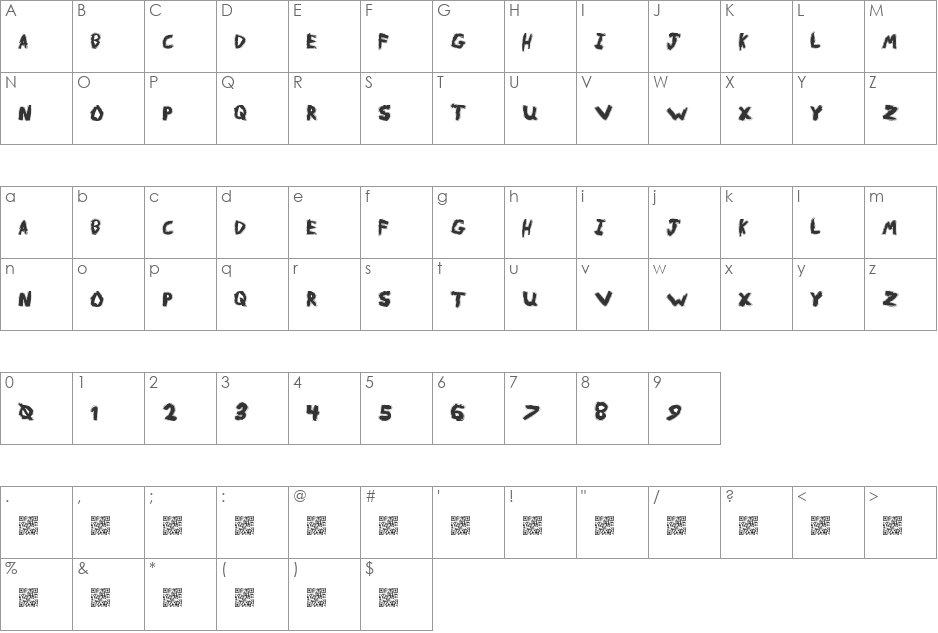 MetalReason font character map preview