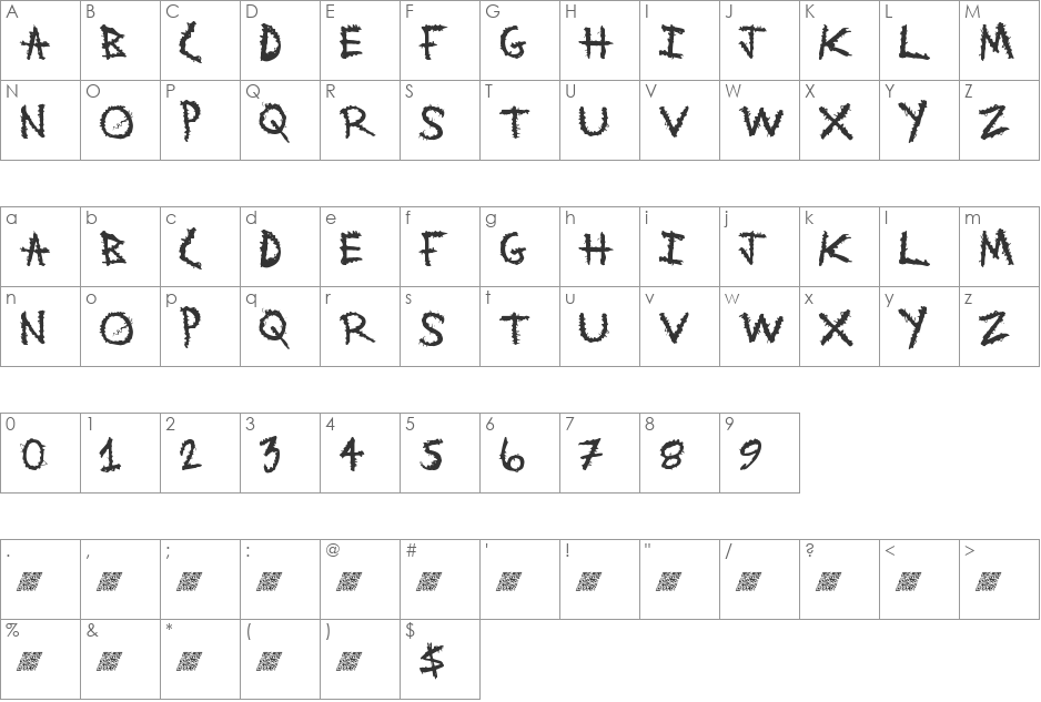 MetalWitch font character map preview