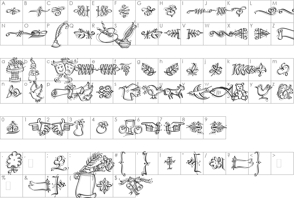 METAPHOR font character map preview