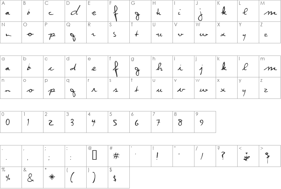 MeterMaidScriptSSK font character map preview