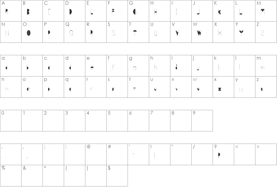 Metis font character map preview