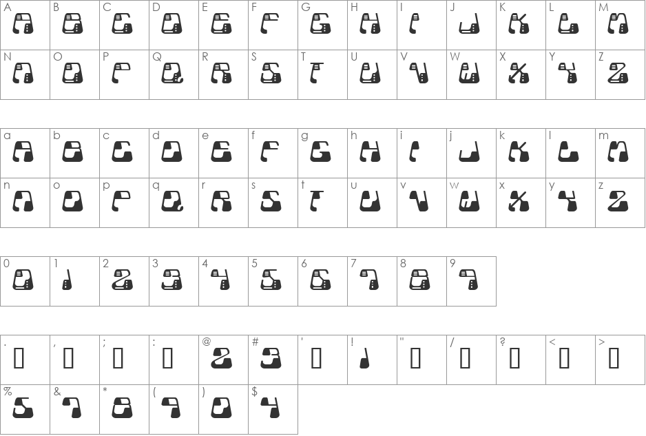 Metolurgy font character map preview