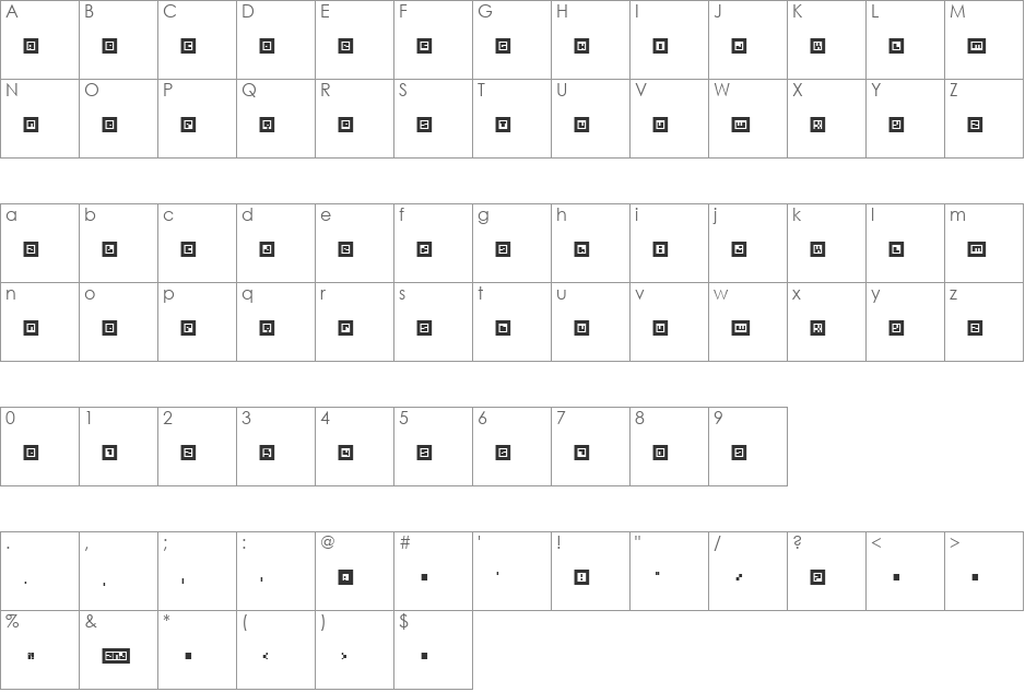 Metrobot font character map preview