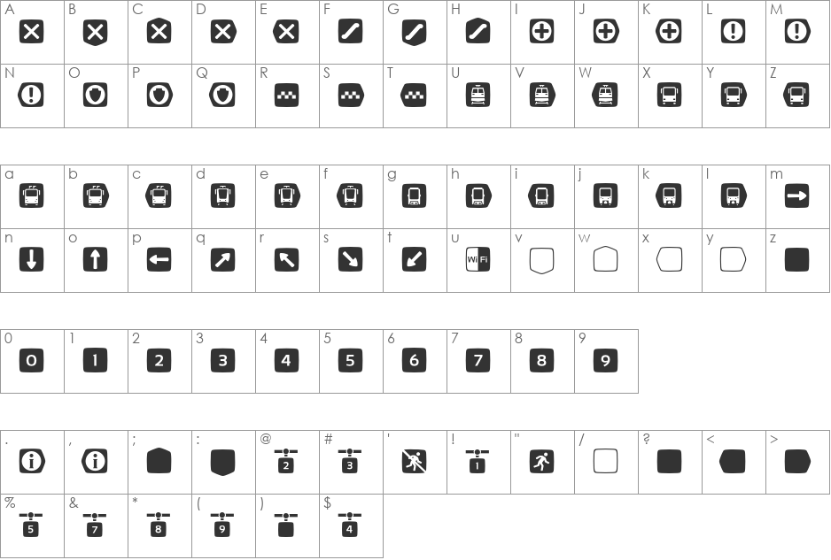 MetroFont font character map preview