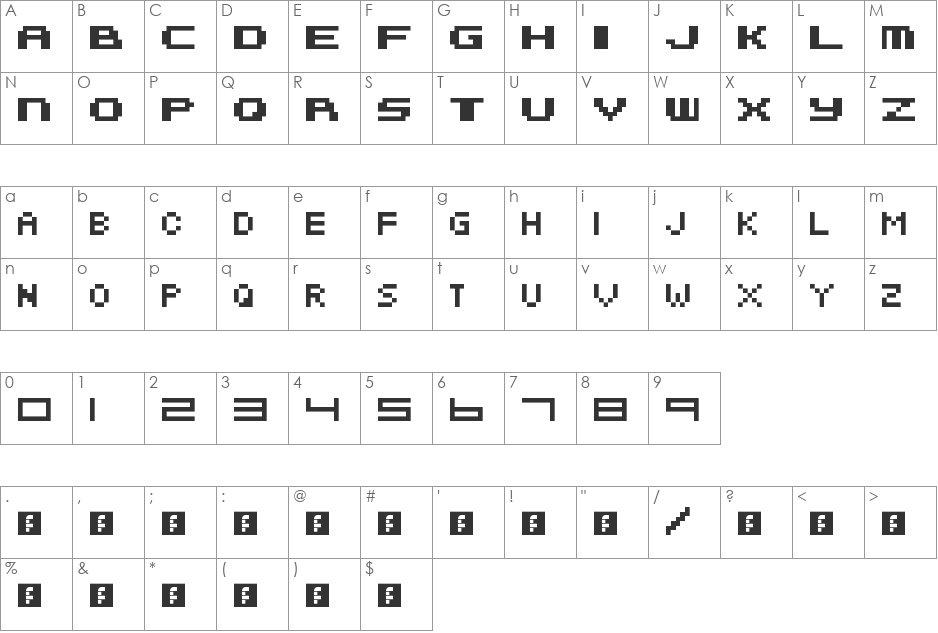 Metroid Fusion font character map preview