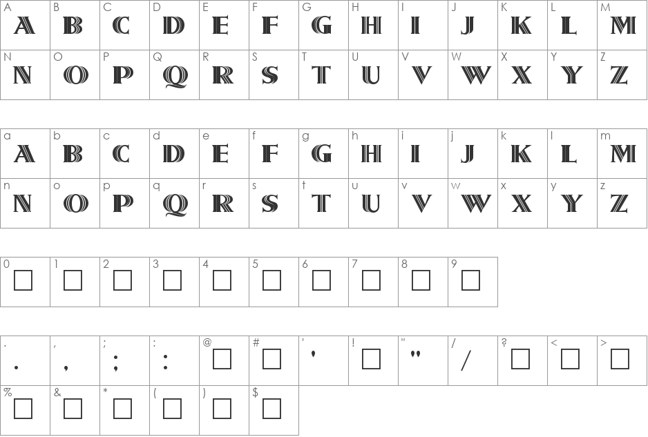 Metroliner font character map preview