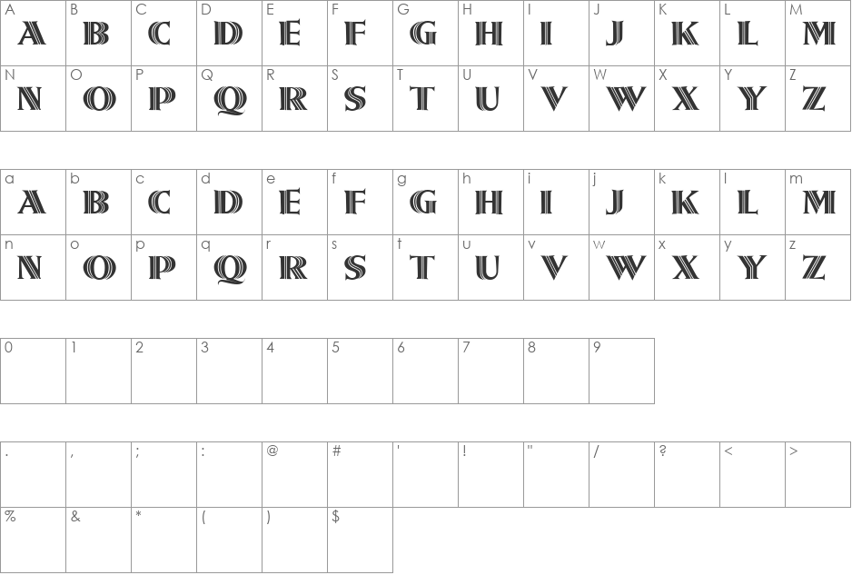 Metroliner font character map preview