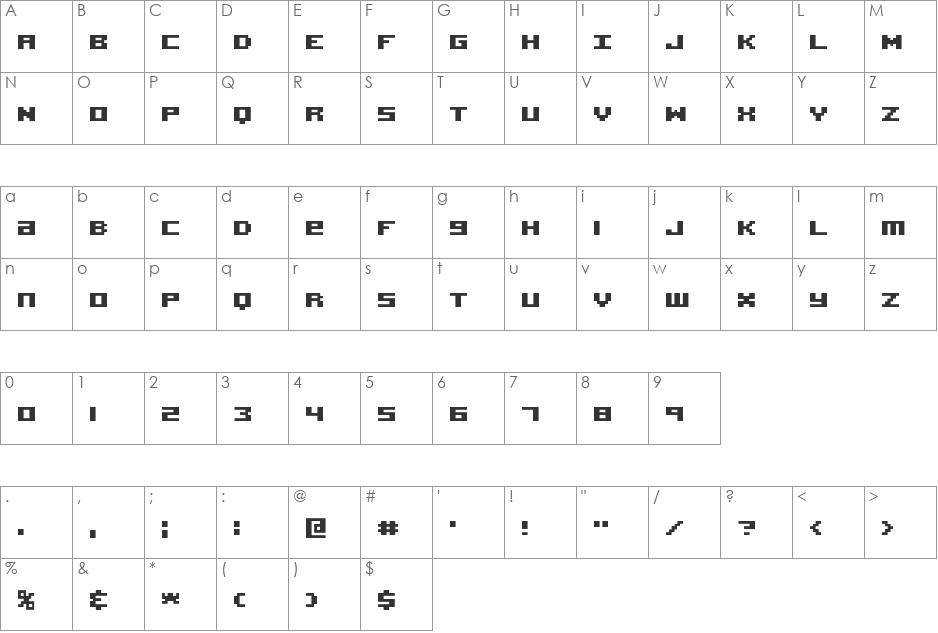 Acknowledge TT BRK font character map preview