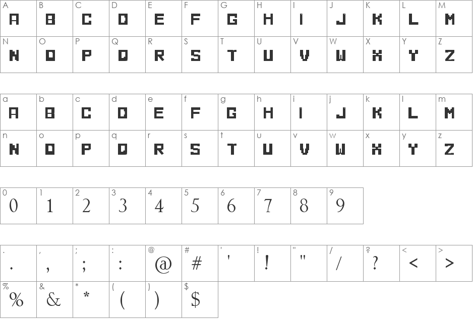 metronome font character map preview