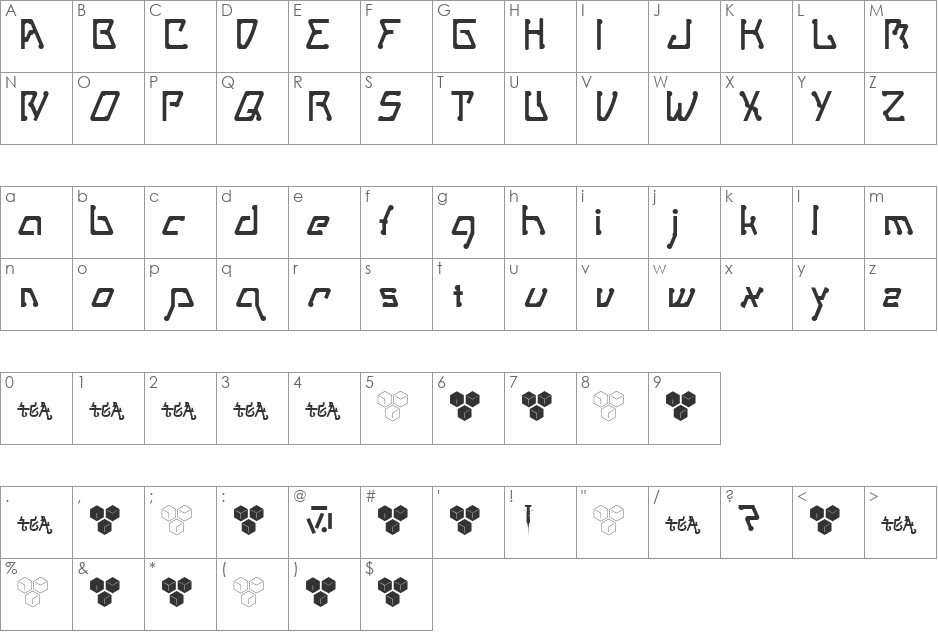 MetroPass font character map preview