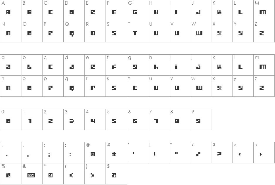 Metroplex font character map preview