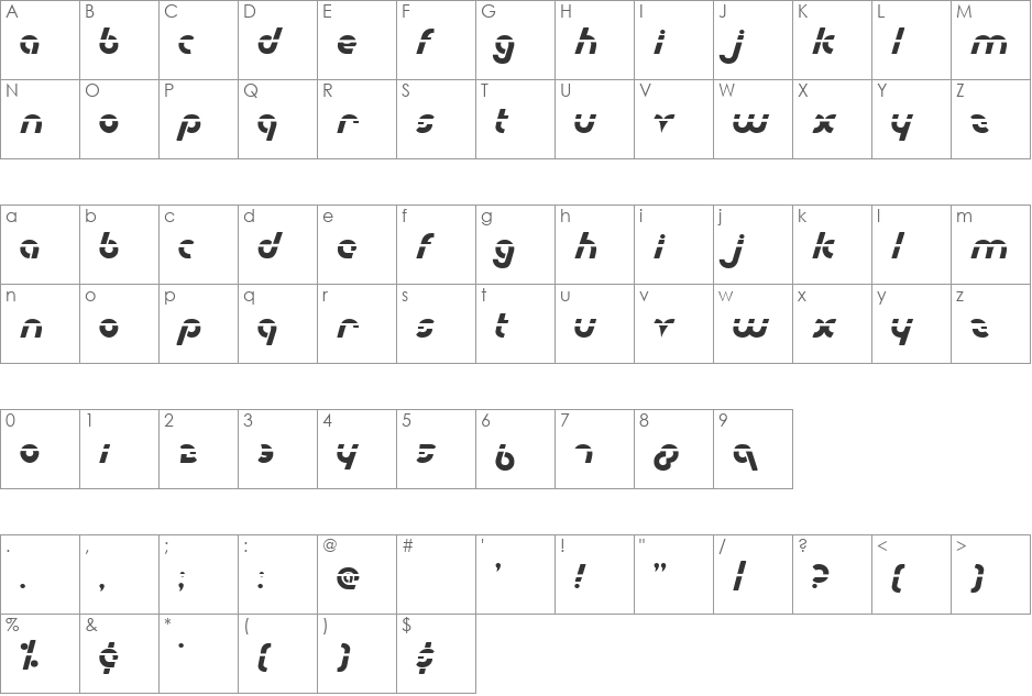 Metroplex Laser font character map preview