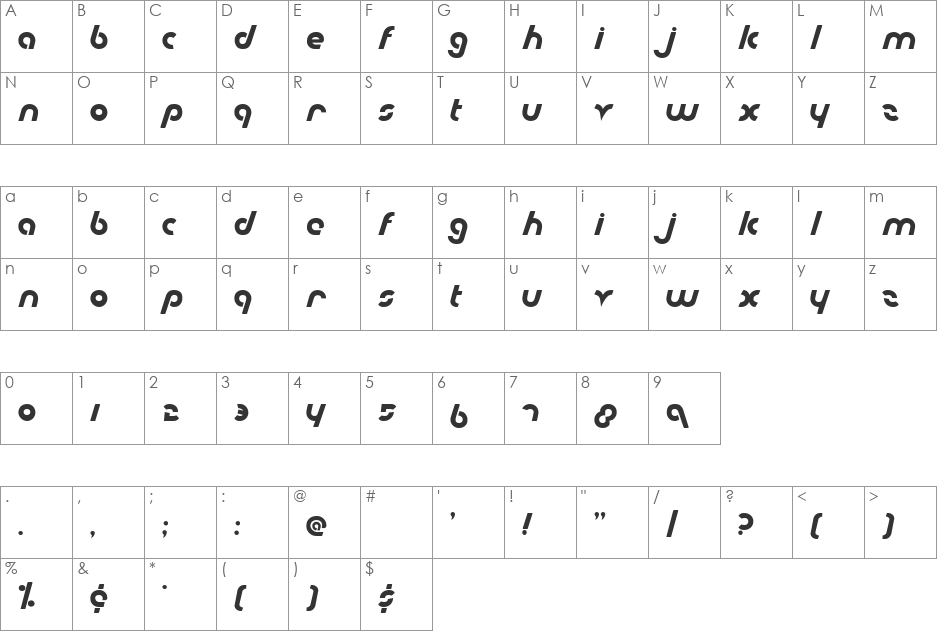 Metroplex Shadow font character map preview