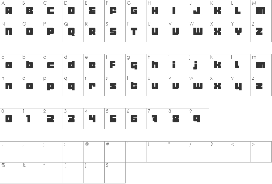 Metropolian Demo font character map preview