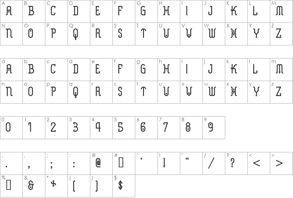 Metropolis NF font character map preview