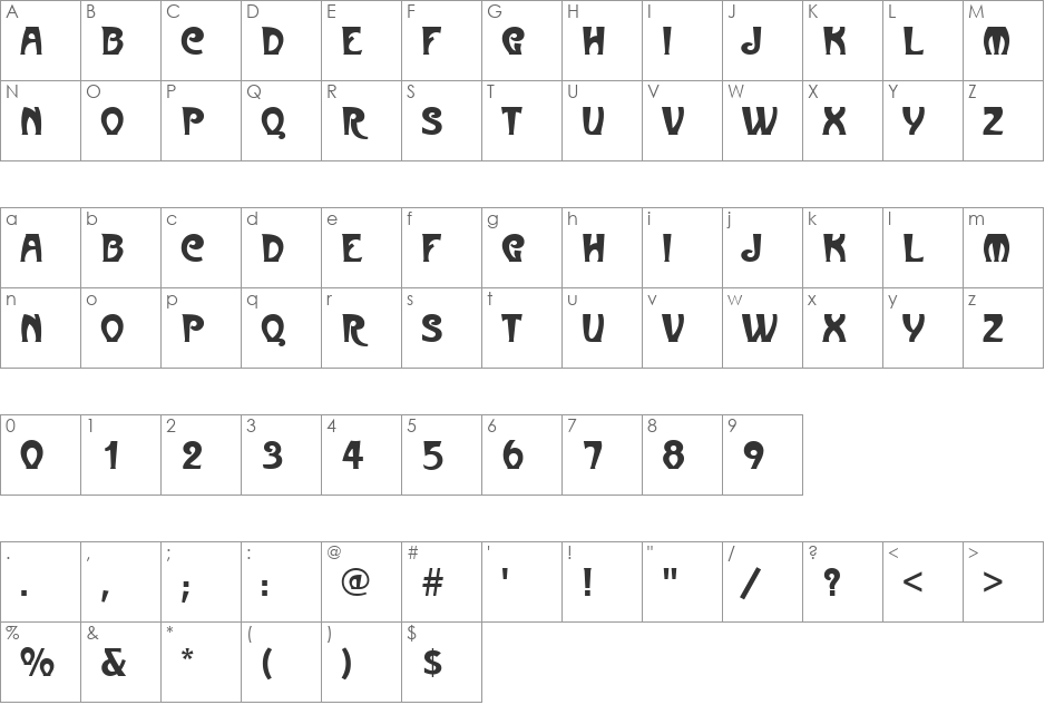 MetropolitainesD font character map preview