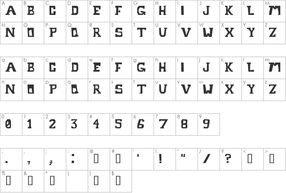 Metrostruct font character map preview