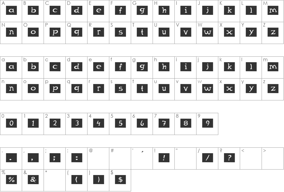Mex font character map preview