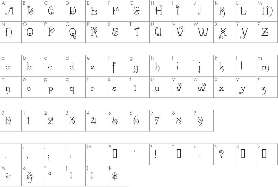 Mexacali font character map preview