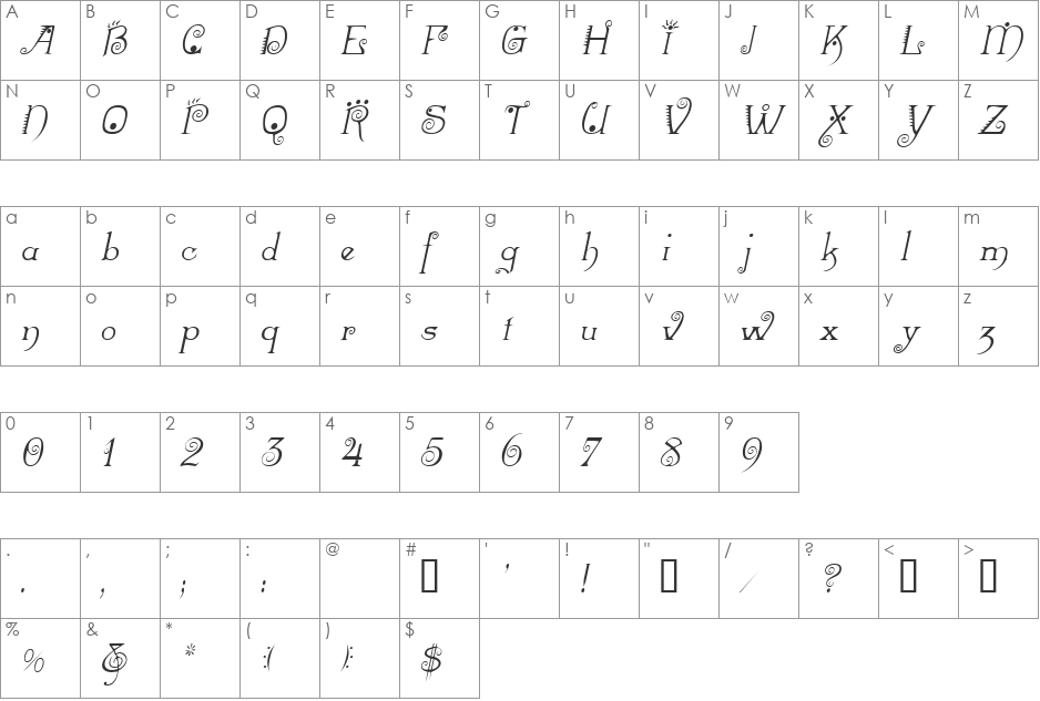 Mexacali font character map preview