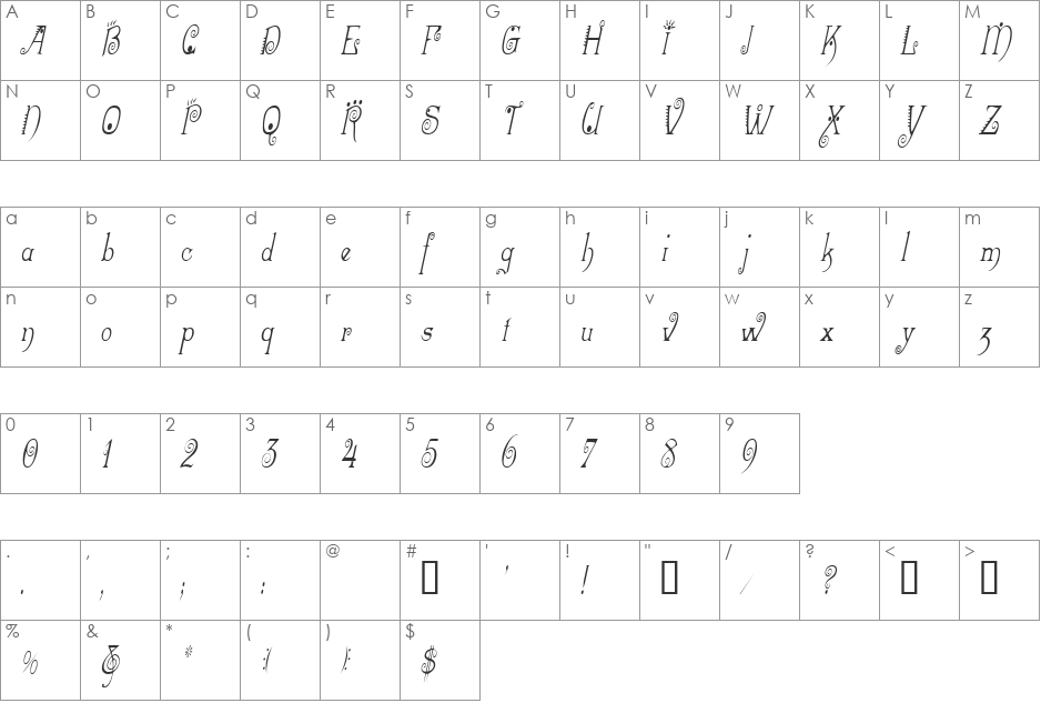MexacaliCondensed font character map preview
